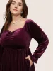Square Neck Velvet Elastic Waist Gathered Dress sold by Bloomchic