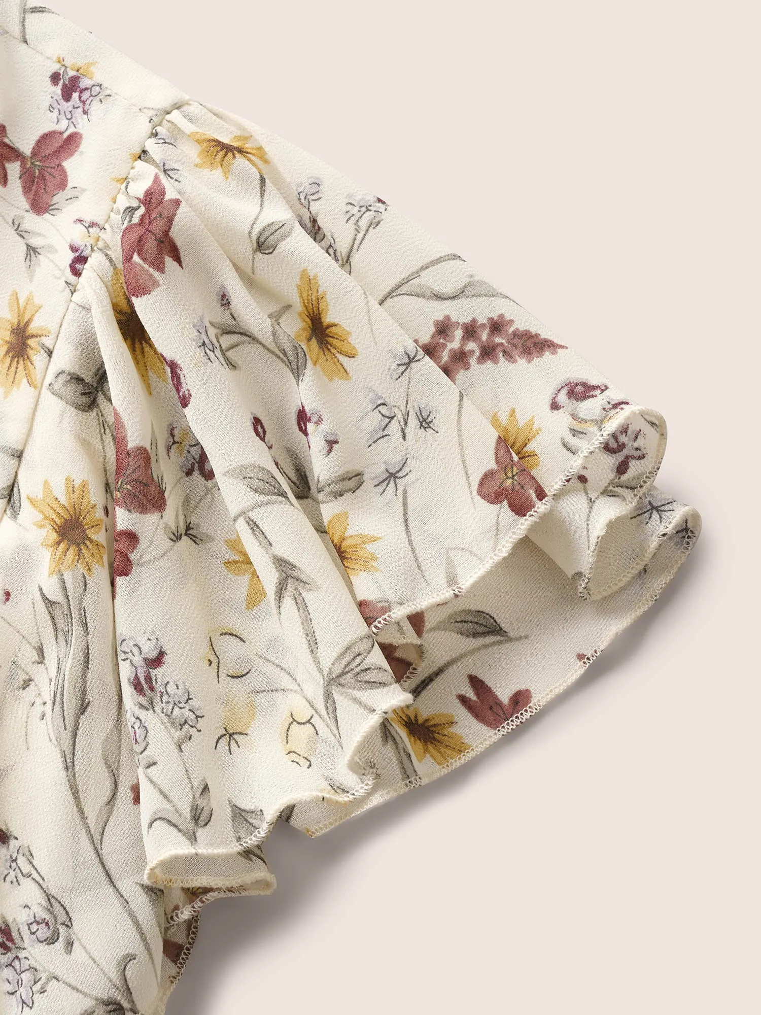 Floral Ruffle Cap Sleeve See Through Blouse sold by Bloomchic product image thumbnail 5