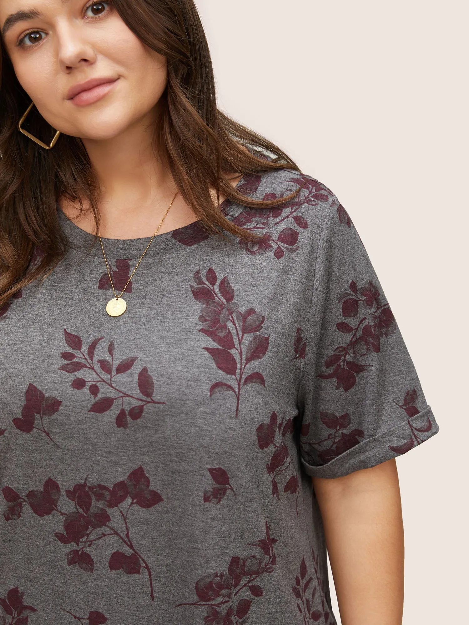 Plants Print Roll Hem T-shirt sold by Bloomchic product image thumbnail 4