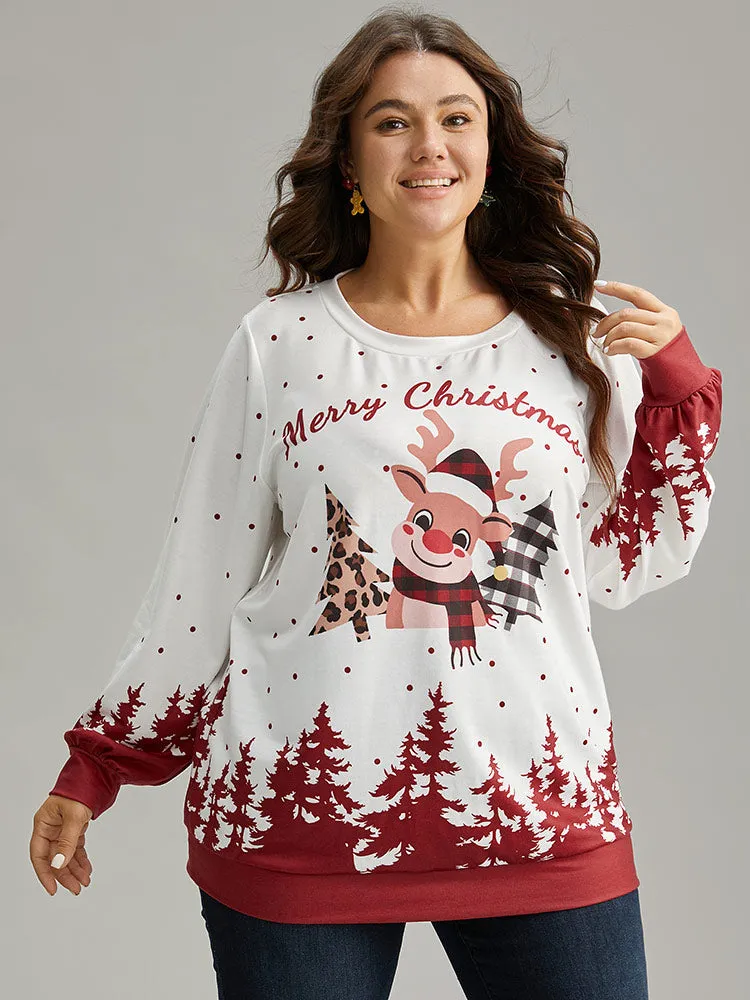 Graphic Christmas Round Neck Sweatshirt sold by Bloomchic