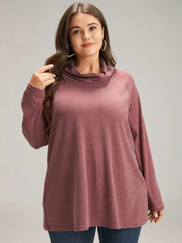 Solid Heather Mock Neck Sweatshirt sold by Bloomchic
