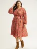 Floral Print Belted Elastic Cuffs Dress sold by Bloomchic