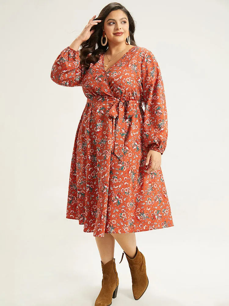 Floral Print Belted Elastic Cuffs Dress sold by Bloomchic product image thumbnail 5