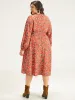 Floral Print Belted Elastic Cuffs Dress sold by Bloomchic