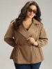 Solid Lapel Collar Drawstring Button Detail Coat sold by Bloomchic