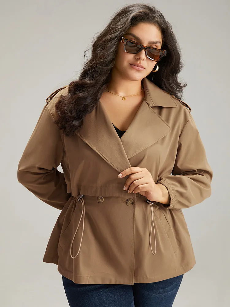 Solid Lapel Collar Drawstring Button Detail Coat sold by Bloomchic product image thumbnail 5