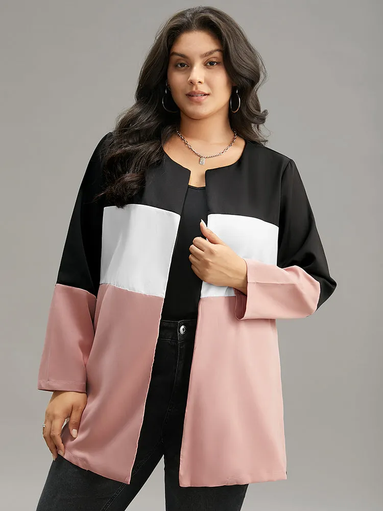 Colorblock Contrast Open Front Pocket Coat sold by Bloomchic product image thumbnail 5