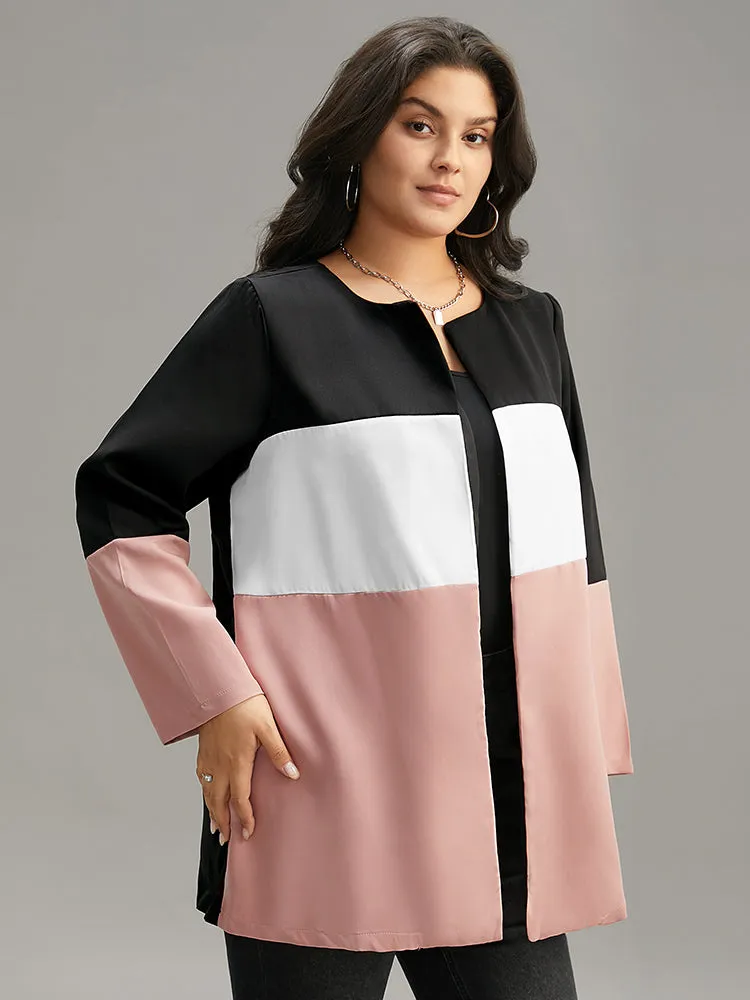 Colorblock Contrast Open Front Pocket Coat sold by Bloomchic product image thumbnail 3