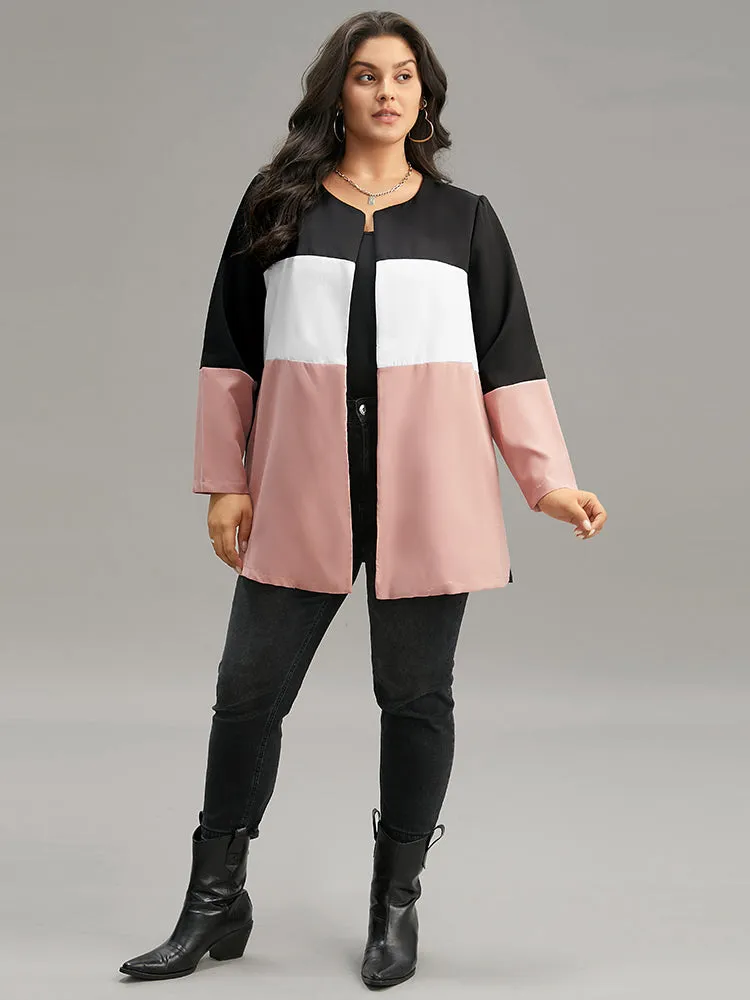 Colorblock Contrast Open Front Pocket Coat sold by Bloomchic product image thumbnail 4