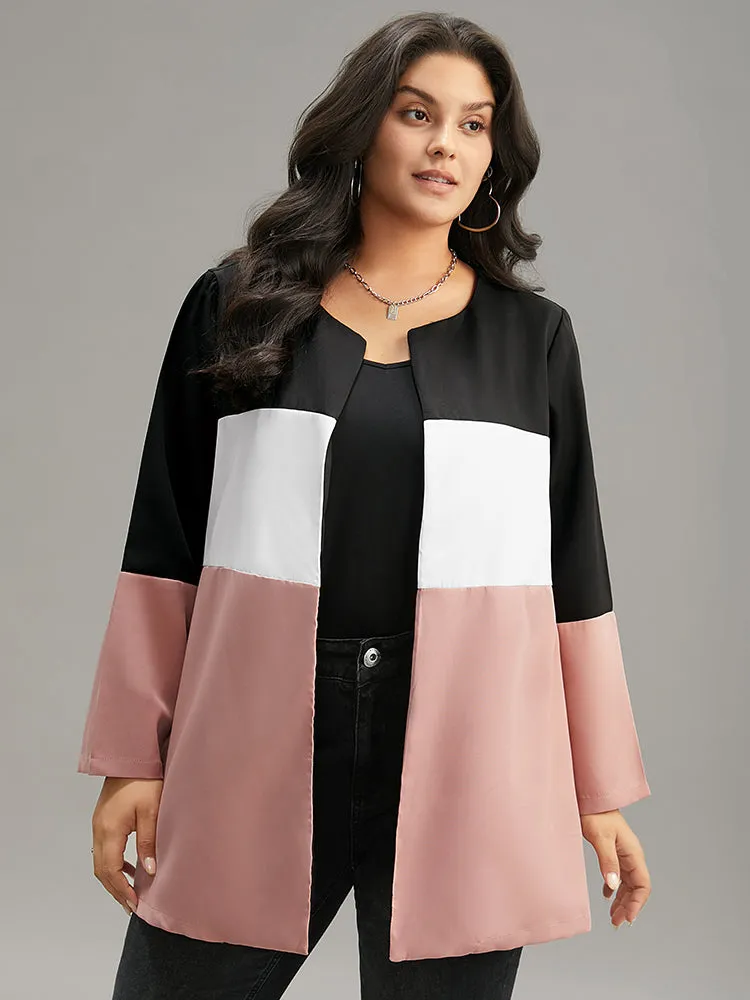 Colorblock Contrast Open Front Pocket Coat sold by Bloomchic
