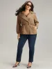 Solid Lapel Collar Drawstring Button Detail Coat sold by Bloomchic