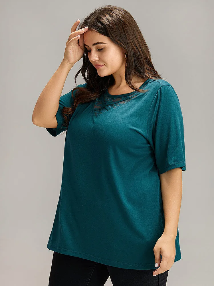 Solid Crochet Lace Crisscross T-shirt sold by Bloomchic product image thumbnail 3