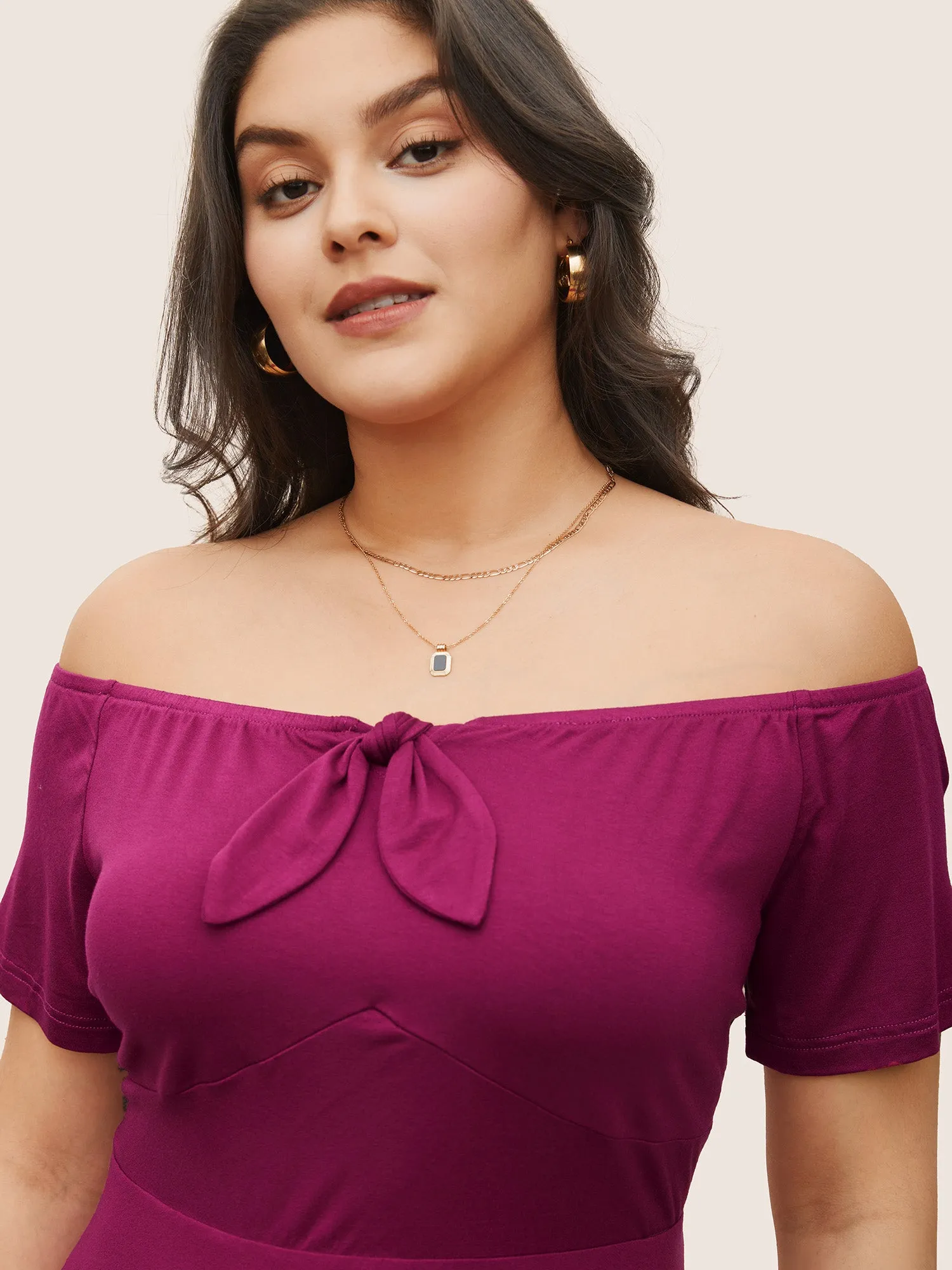 Supersoft Essentials Bowknot Off Shoulder Knit Top sold by Bloomchic product image thumbnail 4