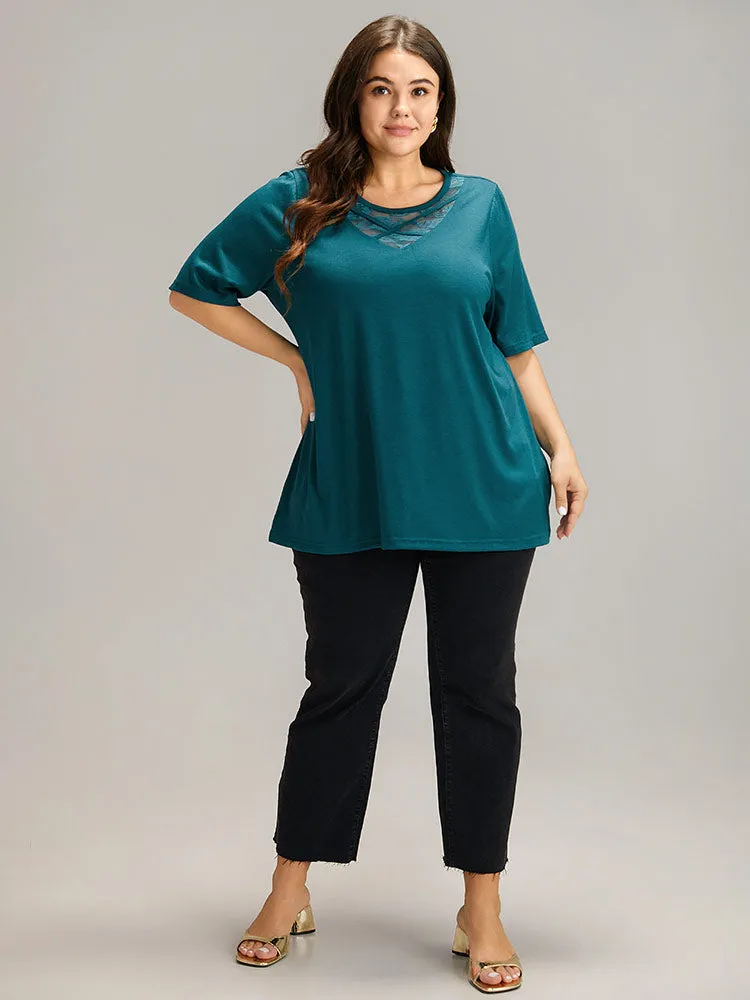 Solid Crochet Lace Crisscross T-shirt sold by Bloomchic product image thumbnail 4