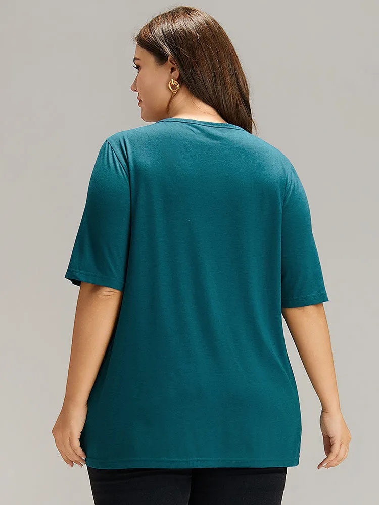 Solid Crochet Lace Crisscross T-shirt sold by Bloomchic product image thumbnail 5