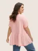 Round Neck Contrast Tucked Seam Ruffles T-shirt sold by Bloomchic