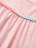 Round Neck Contrast Tucked Seam Ruffles T-shirt sold by Bloomchic