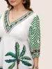 Boho Coconut Tree Print Lantern Sleeve Blouse sold by Bloomchic