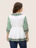 Boho Coconut Tree Print Lantern Sleeve Blouse sold by Bloomchic