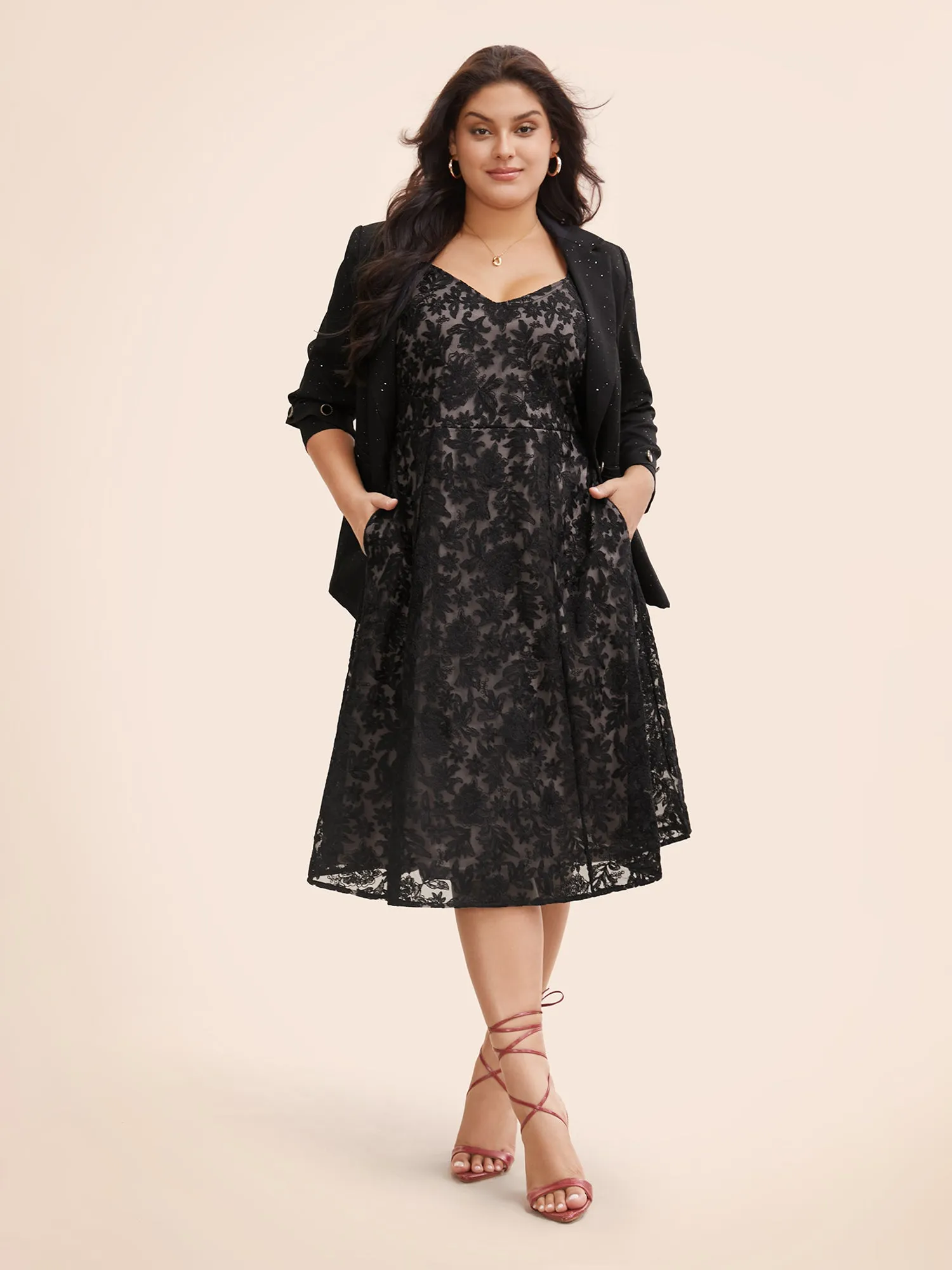 Floral Embroidered Mesh Cami Dress sold by Bloomchic product image thumbnail 2