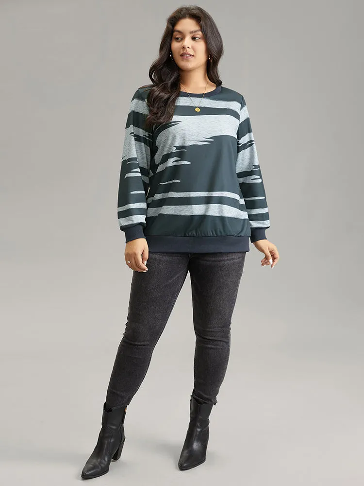 Brush Print Rib Knit Contrast Sweatshirt sold by Bloomchic product image thumbnail 3