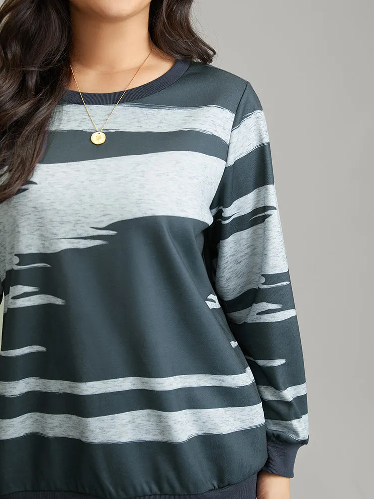 Brush Print Rib Knit Contrast Sweatshirt sold by Bloomchic product image thumbnail 4