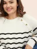 Striped Raglan Sleeve Button Detail Pullover sold by Bloomchic