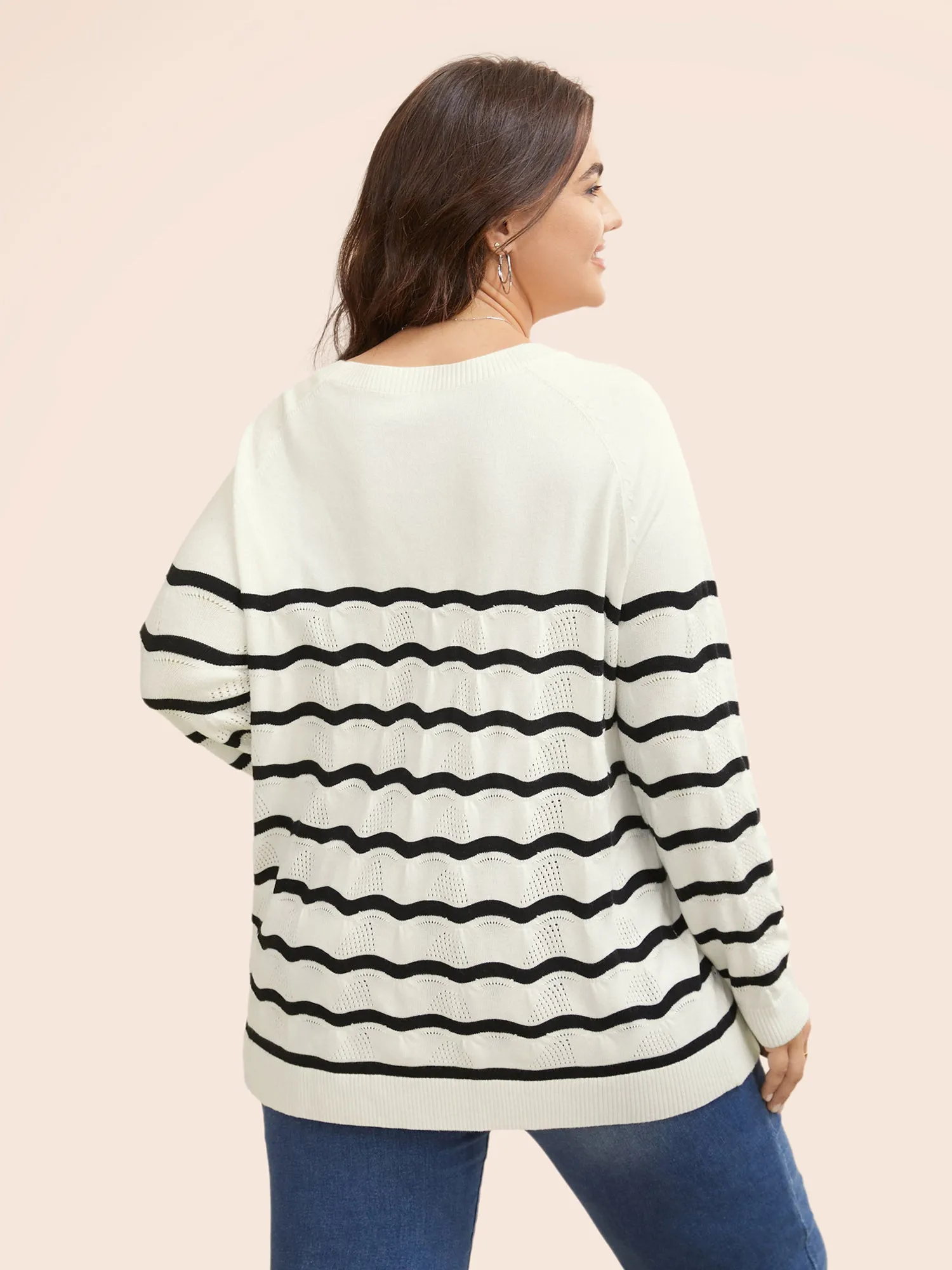 Striped Raglan Sleeve Button Detail Pullover sold by Bloomchic product image thumbnail 2