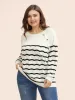 Striped Raglan Sleeve Button Detail Pullover sold by Bloomchic