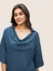 Cowl Neck Plain Bell Sleeve Blouse sold by Bloomchic