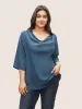 Cowl Neck Plain Bell Sleeve Blouse sold by Bloomchic