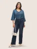 Cowl Neck Plain Bell Sleeve Blouse sold by Bloomchic