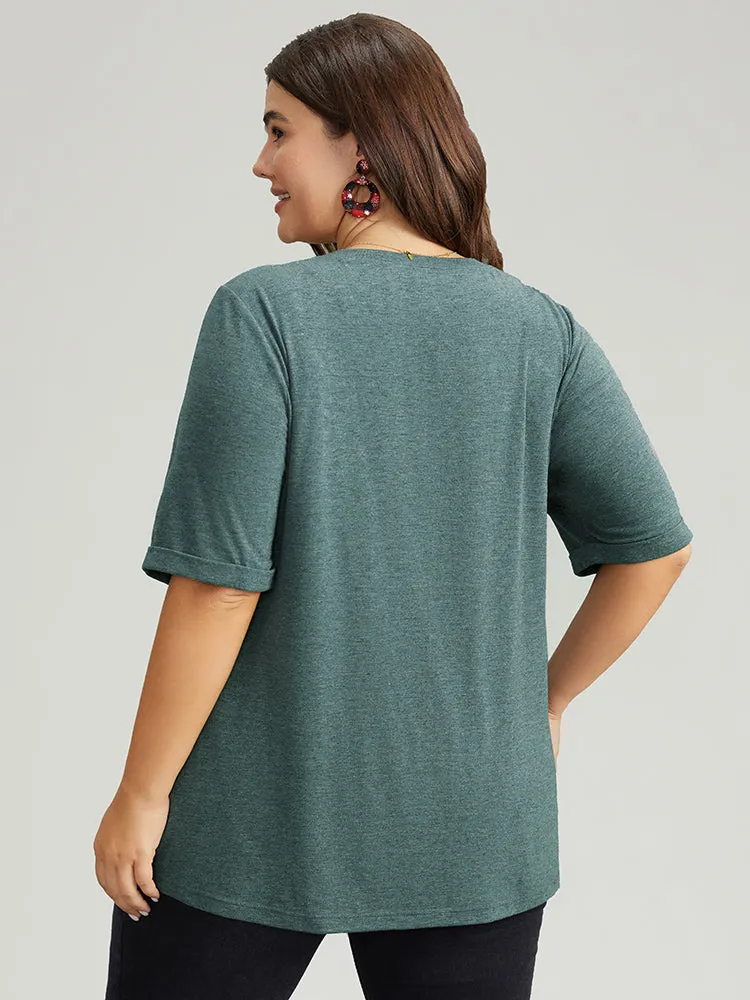 Christmas Gingham Patchwork V Neck T-shirt sold by Bloomchic product image thumbnail 2