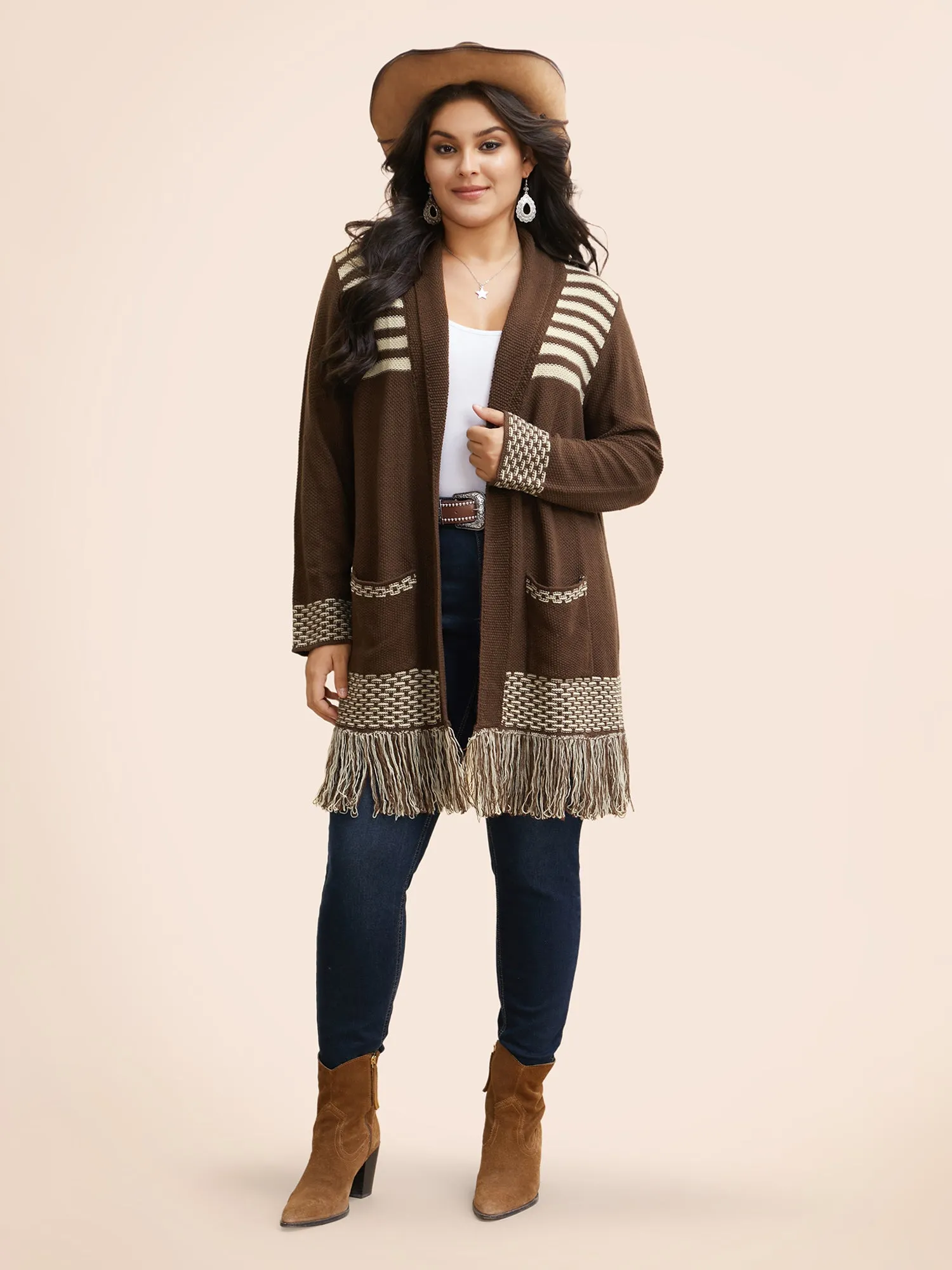 Woolen Tassels Pockets Open Cardigan sold by Bloomchic product image thumbnail 5