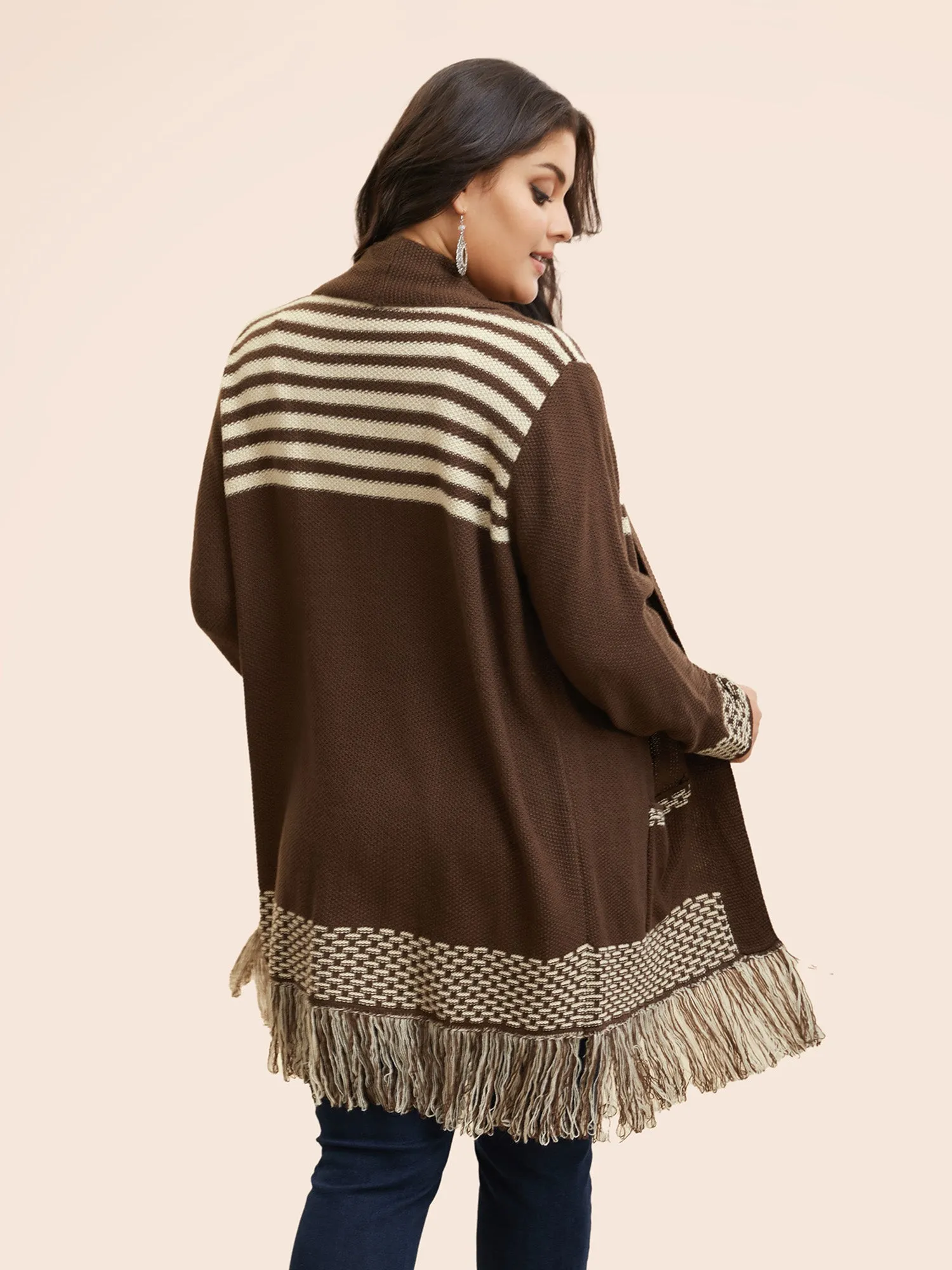 Woolen Tassels Pockets Open Cardigan sold by Bloomchic product image thumbnail 2