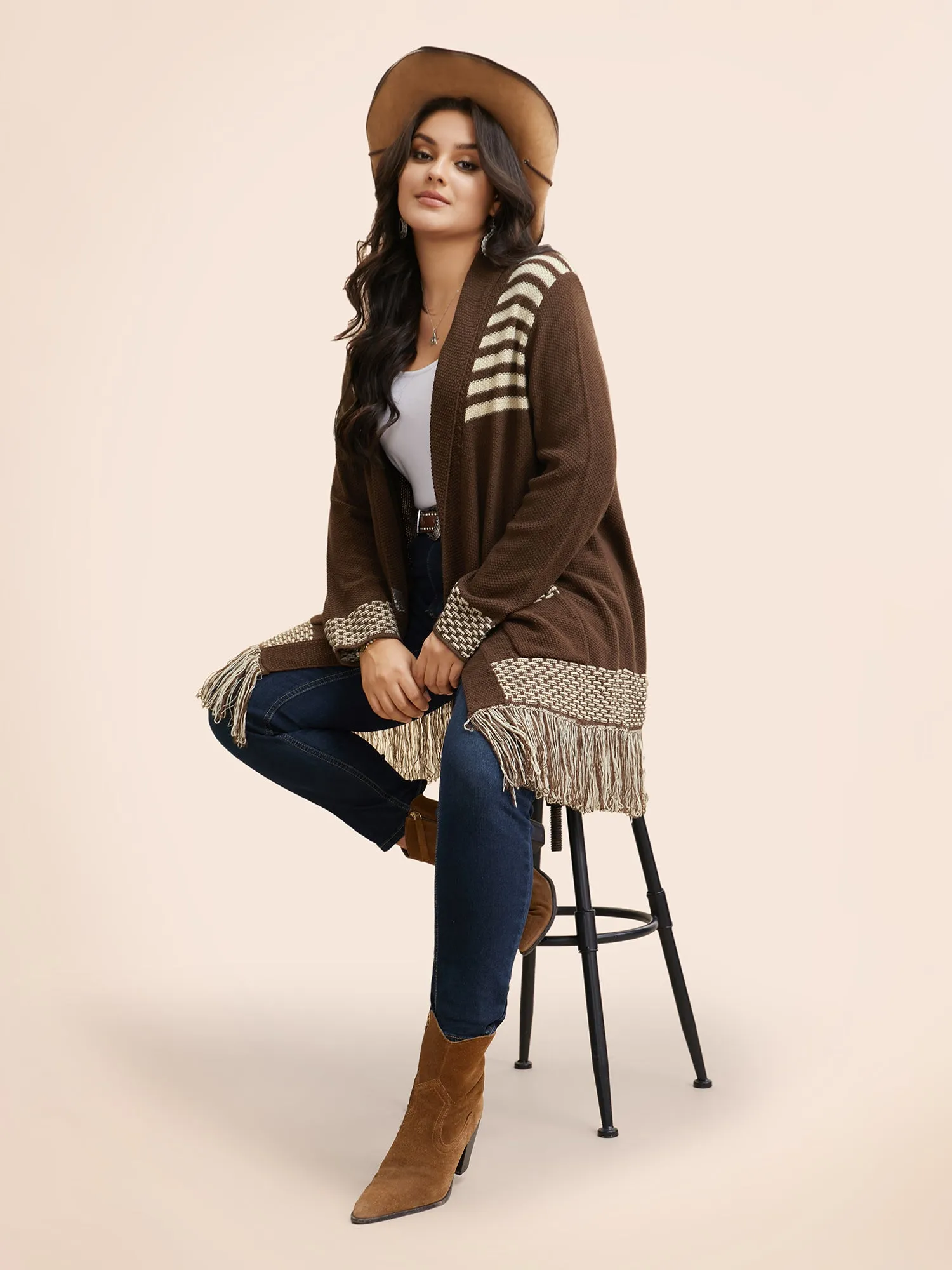 Woolen Tassels Pockets Open Cardigan sold by Bloomchic product image thumbnail 4