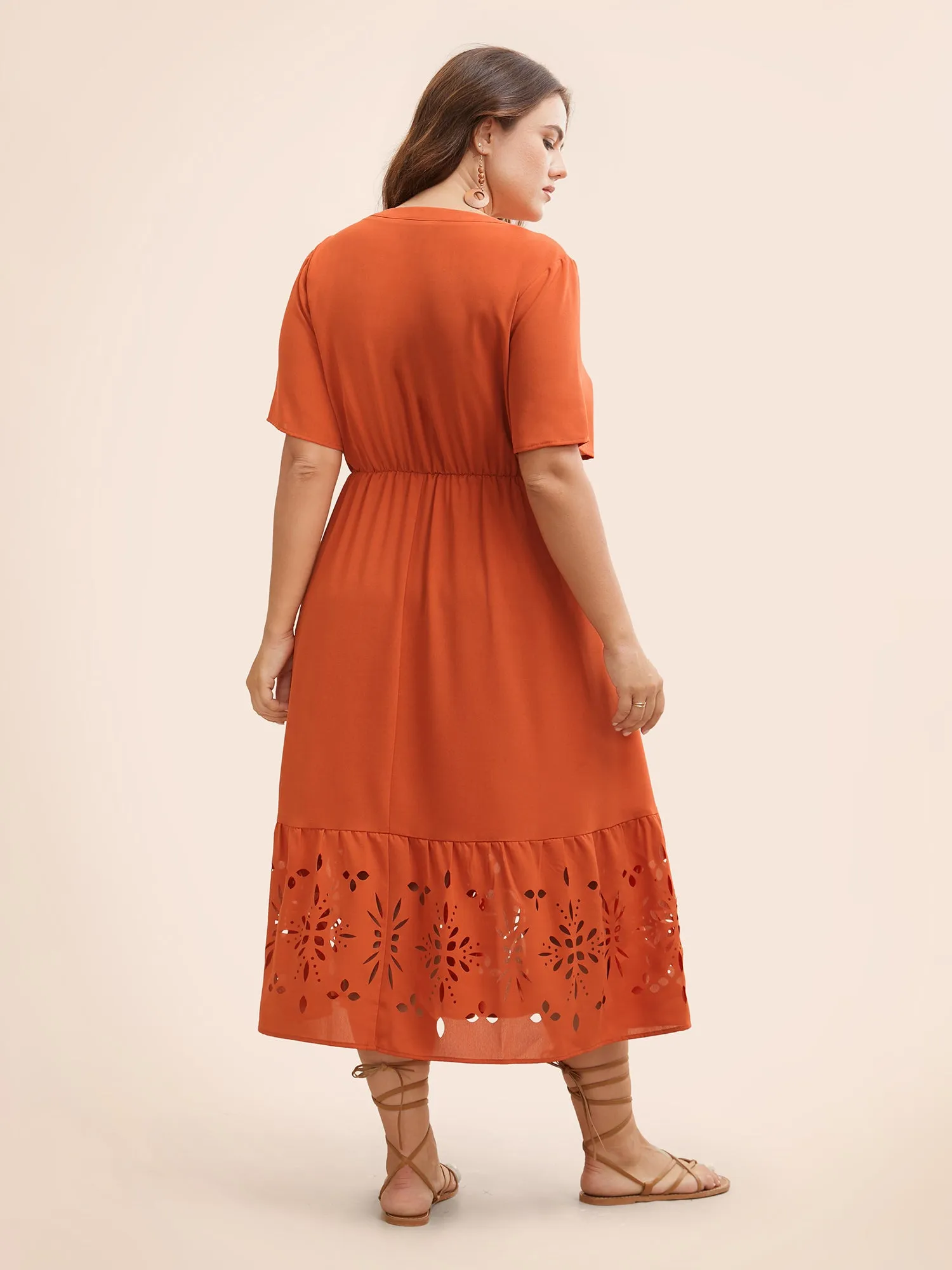 Solid Laser Cut Tie Knot Dress sold by Bloomchic product image thumbnail 4