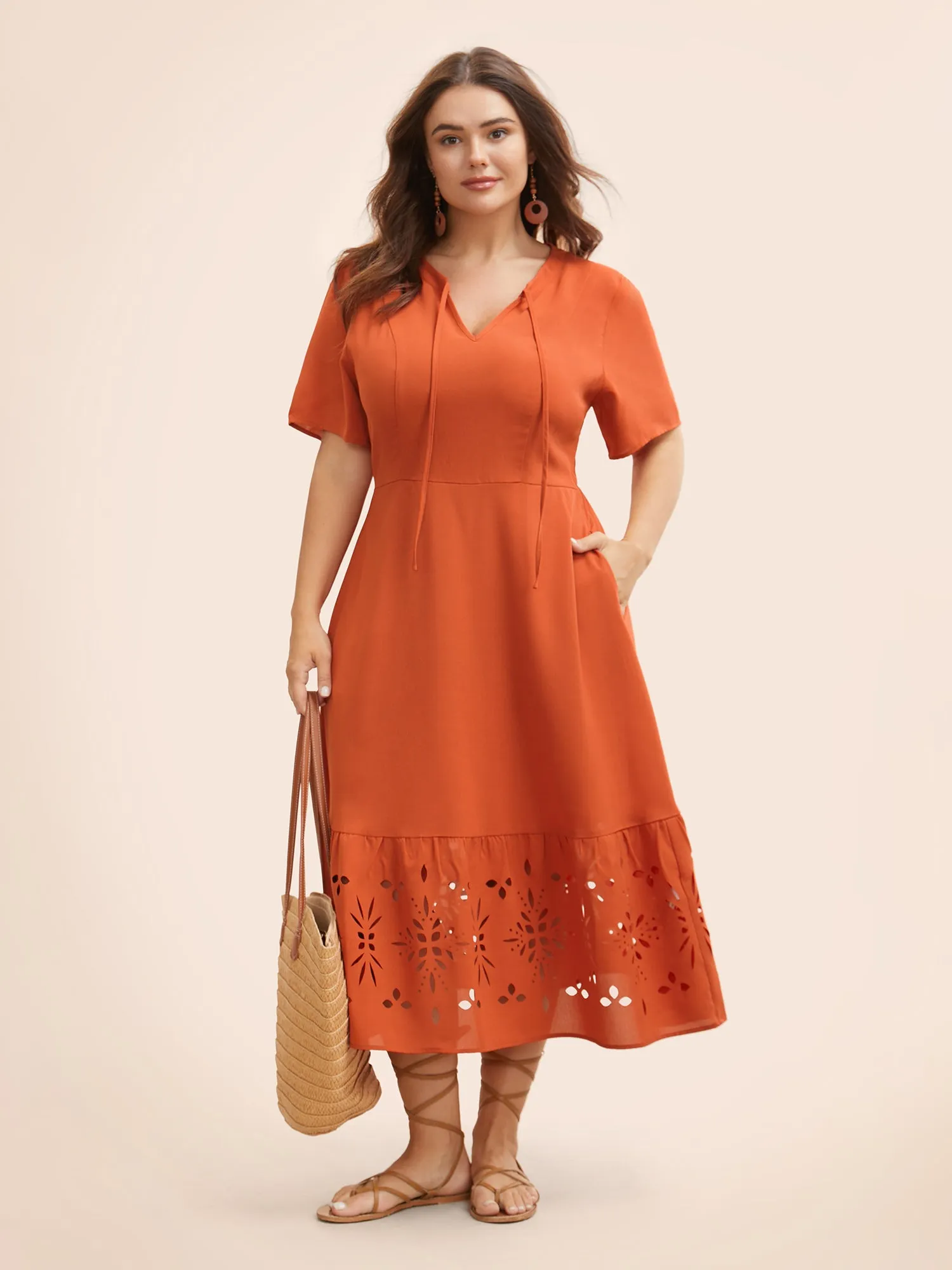Solid Laser Cut Tie Knot Dress sold by Bloomchic