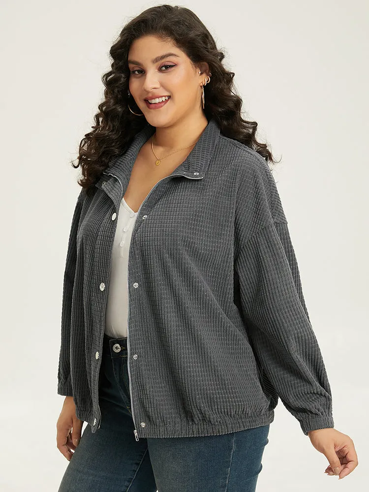 Solid Texture Button Through Pocket Shacket sold by Bloomchic product image thumbnail 4