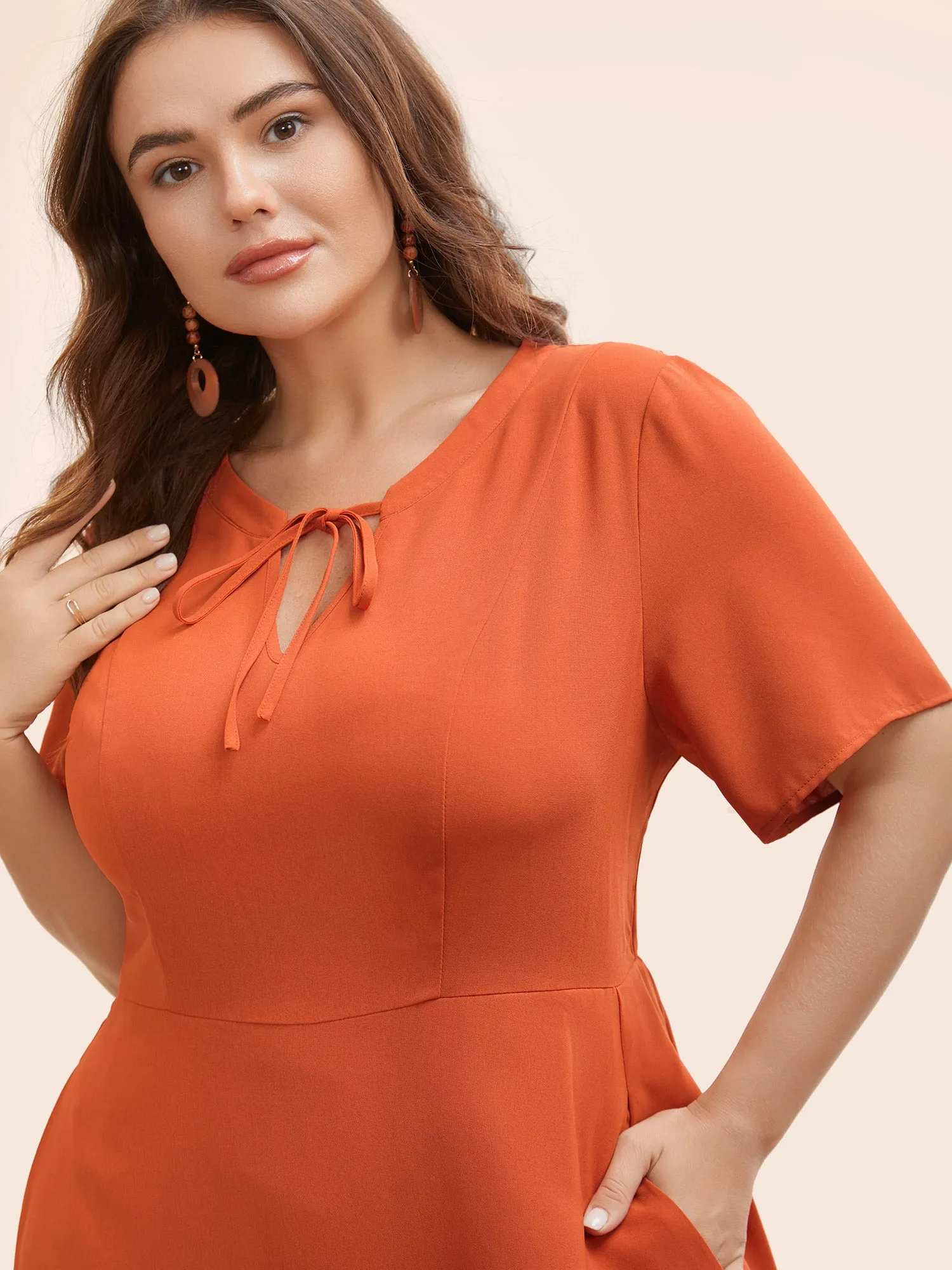 Solid Laser Cut Tie Knot Dress sold by Bloomchic product image thumbnail 2