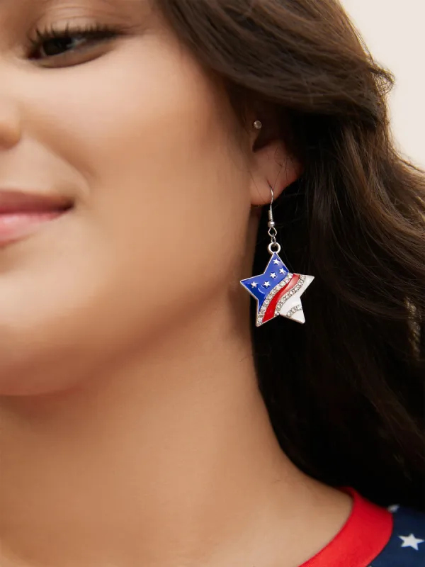2Pairs Star & Heart USA Flag Color Drop Earrings Sst sold by Bloomchic