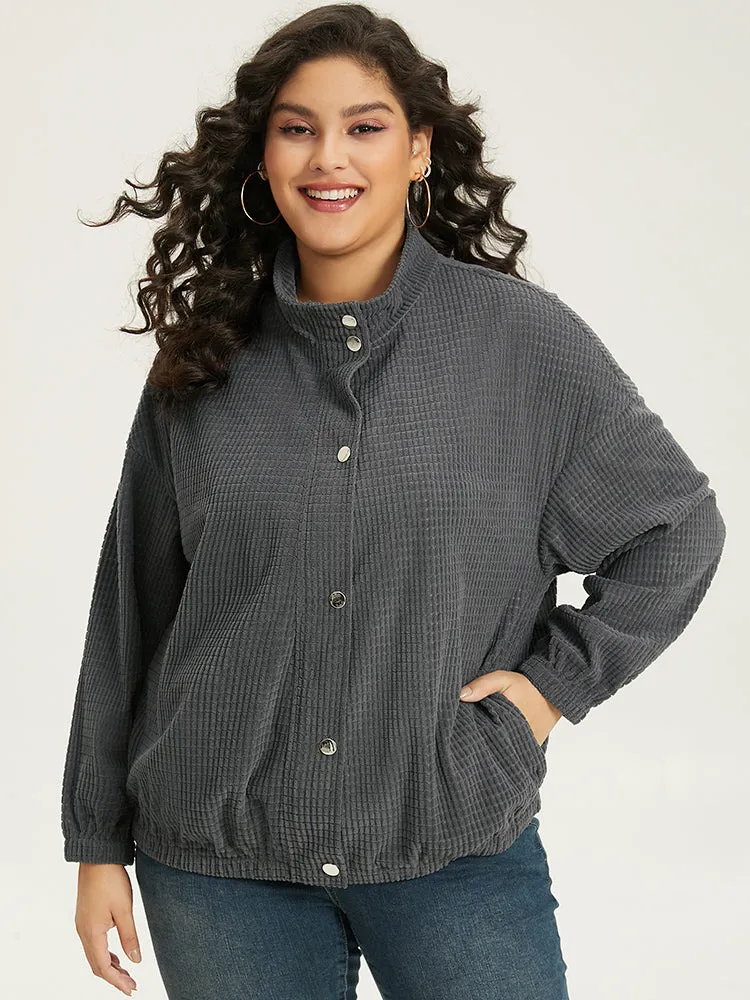 Solid Texture Button Through Pocket Shacket sold by Bloomchic product image thumbnail 2