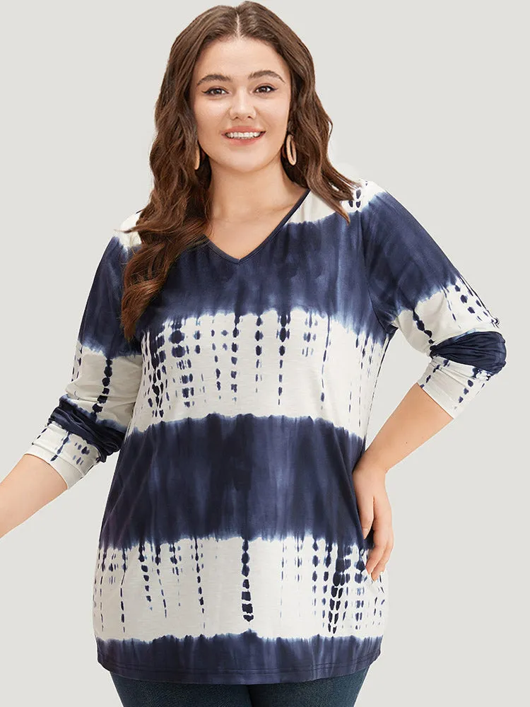 Tie Dye V Neck Contrast T-shirt sold by Bloomchic product image thumbnail 5