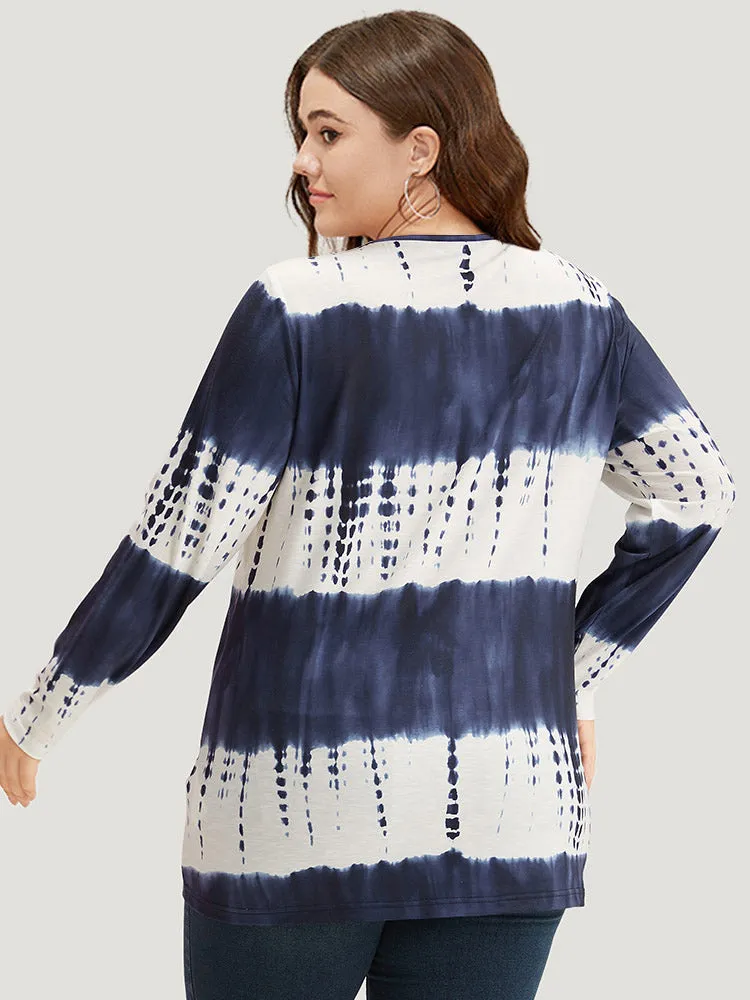 Tie Dye V Neck Contrast T-shirt sold by Bloomchic product image thumbnail 2