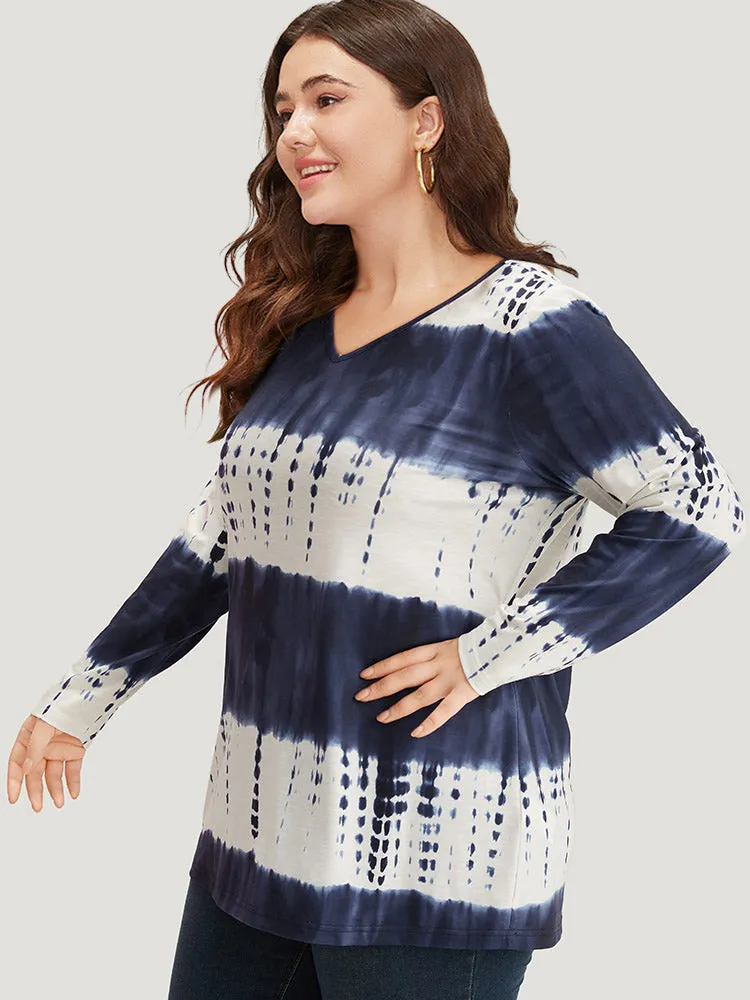 Tie Dye V Neck Contrast T-shirt sold by Bloomchic product image thumbnail 3