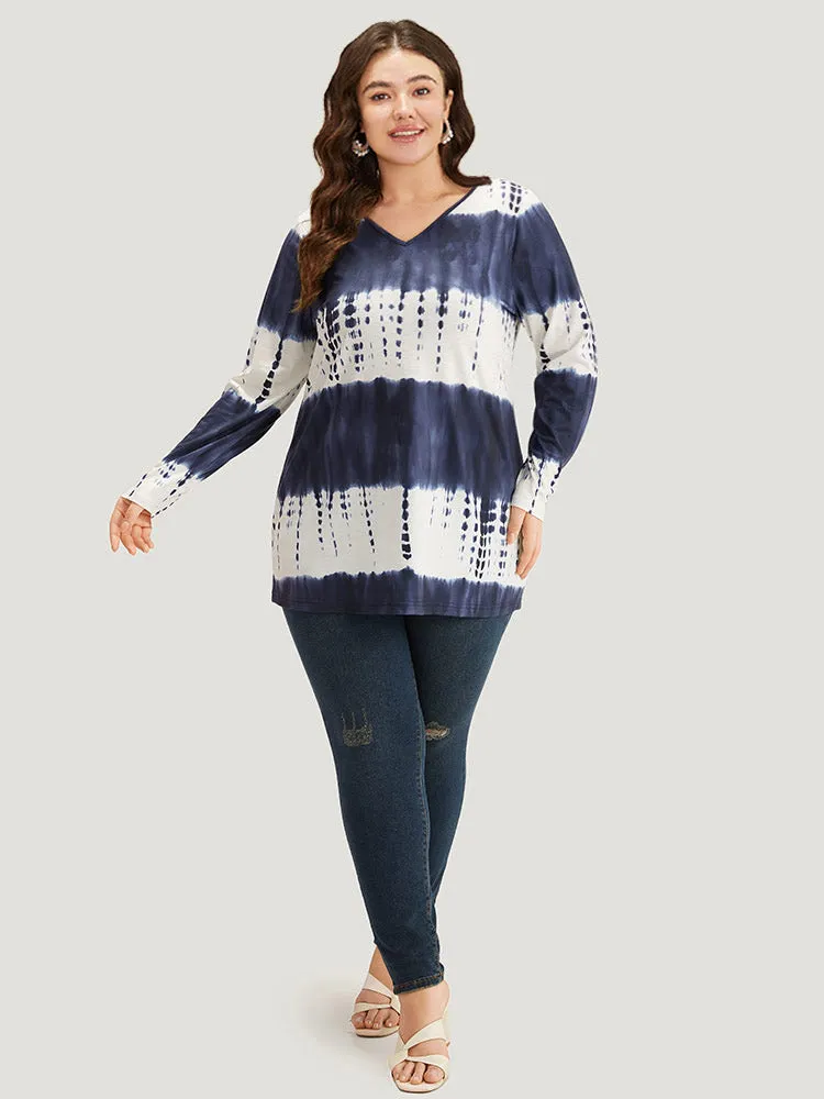 Tie Dye V Neck Contrast T-shirt sold by Bloomchic product image thumbnail 4