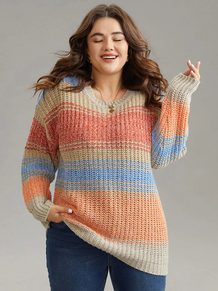 Colorblock Contrast Heather Round Neck Pullover sold by Bloomchic product image thumbnail 3