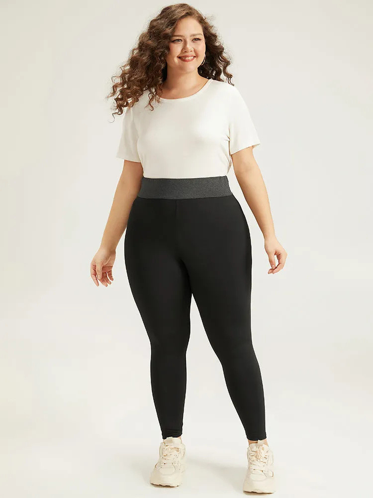 Two Tone Elastic Waist Patchwork Leggings sold by Bloomchic product image thumbnail 4