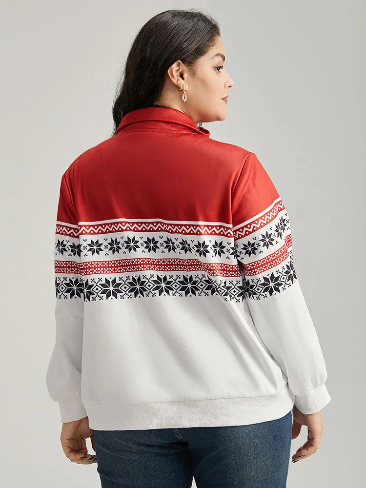 Christmas Snowflake Zipper Contrast Jacket sold by Bloomchic product image thumbnail 3