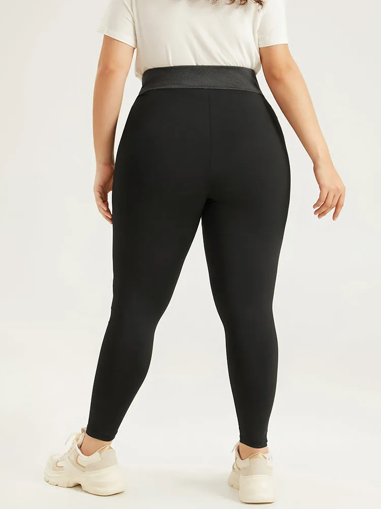 Two Tone Elastic Waist Patchwork Leggings sold by Bloomchic product image thumbnail 5